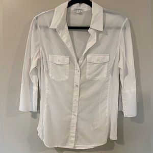 James Perse 3/4 Sleeve Button Down White Shirt